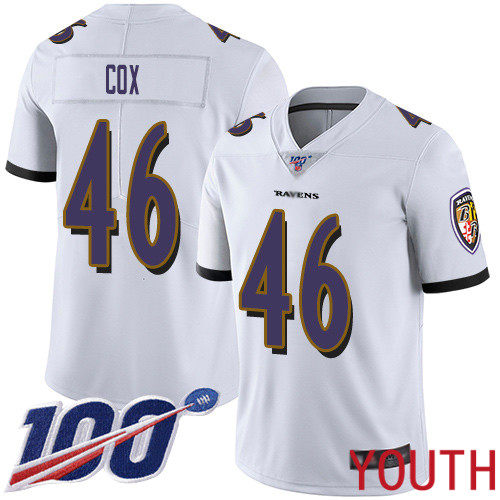 Baltimore Ravens Limited White Youth Morgan Cox Road Jersey NFL Football #46 100th Season Vapor Untouchable->women nfl jersey->Women Jersey